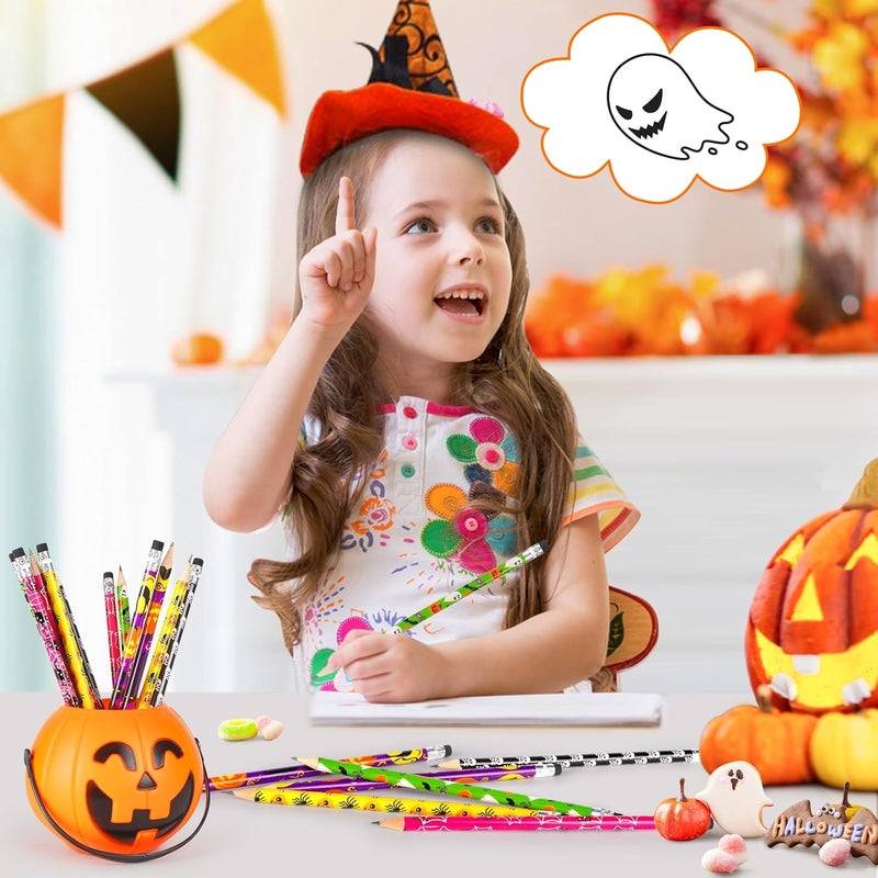 HINZER 100PCS Halloween Pencils for Kids Toddlers halloween Party Favors Colored Pencil with Eraser Assorted Pattern Pens Halloween School Stduents Gifts Classroom Prizes Trick or Treat Goodies Bags Filler - Image 4